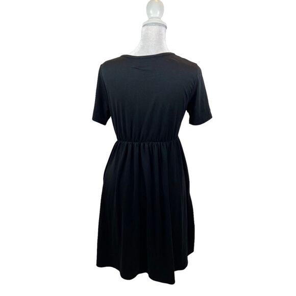Shop Basic USA brand‎ Black Knee Length Short Sleeve Dress Size Medium - Picture 2 of 9